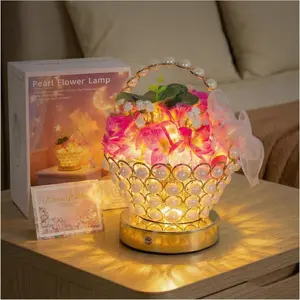 Portable Hydrangea -Handle Lamp - Cordless LED -Printed Flower Light with 3-Color  Control, USB-C Rechargeable Table Centerpiece, Luxury Anniversary & Housewarming Gifts for Women