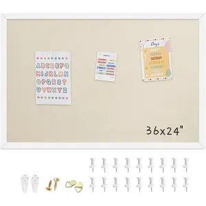 24x36 Inch Cork Board for Wall  with Linen, Bulletin Board with Push Pins, Mounted Memo Message Board for  Office Decor, Dorm Room Essentials, Classroom Organization