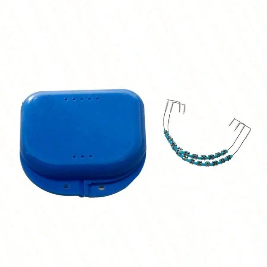 1 Pack Temporary Tooth Decoration With Metal Wires,Metal Bracket And Orthodontic Ligature Ties,Props Dental Students To Practice.(Blue)