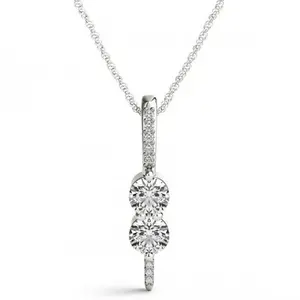 Forever Us Two Stone Genuine Diamond Pendant 1/2 Carat 10K White Gold & 18" Chain