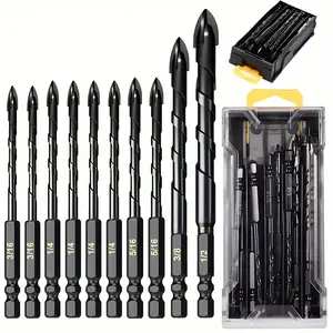 5+6+8+10mm Concrete Drill Bit Set | Masonry Drill Bits Suitable for Brick, Glass, Plastic and Wood | With Pointed Tips for Tiles and Walls