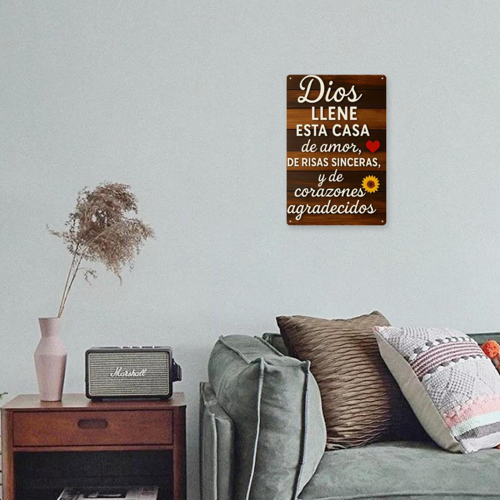 8x12 Inch "Dios Llene Esta Casa" Spanish Prayer Metal Sign, Vintage Rustic Home Wall Decor