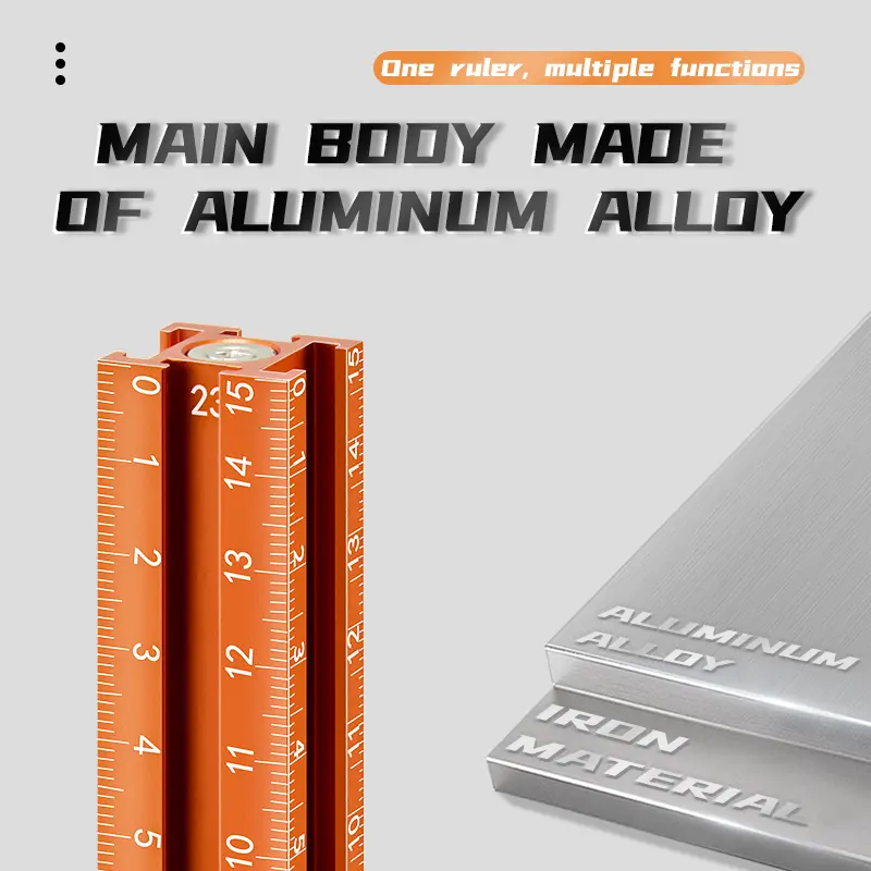 IMBOT Multi-Side Aluminum Alloy Metal Ruler, 4-Sided Celling Leveling Measuring Tool with Inches/cm for Wall/Floor Tile, DIY Woodworking Construction Projects