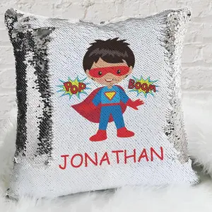 Kids Character Superhero Custom Flip Sequin Decorative Throw Pillowcase