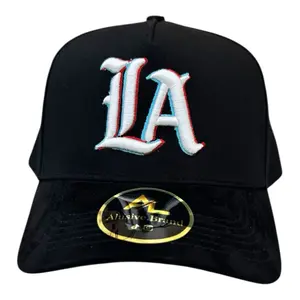 LA Hat - Black Baseball Cap with LA Embroidery, Adjustable Fit, Alusive Brand