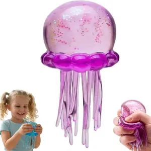 Anxiety Squishies,  Jellyfish Squishy, Jellyfish Design Squeeze Stress Ball,Fidget Stress Ball, Ice Squeeze Cube-Drop Malt Sugar Balls Sensory for Anxiety Stress Party Favors