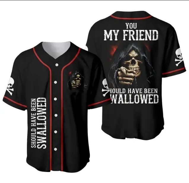 You Should Have Been Swallowed Custom Jersey Shirt, Baseball Jersey Skeleton Shirt, Baseball Jersey Shirt