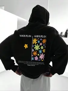 Men's Casual Graphic Print Hoodie, Comfortable Long Sleeve Pullover, Fashion Sweatshirt for Fall & Winter, Stylish Round Neck Design