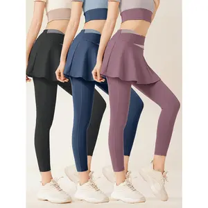 3-piece Women's Sports Skirt Pants Set, High Waist Hip-lifting Yoga Pants and Outdoor Casual Pants