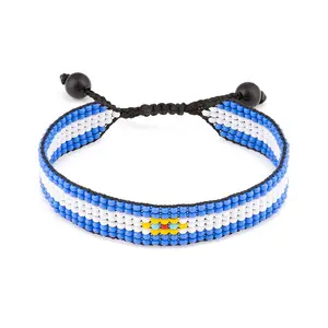 Argentina Flag Bracelet: Handmade, Adjustable Beaded Wristband