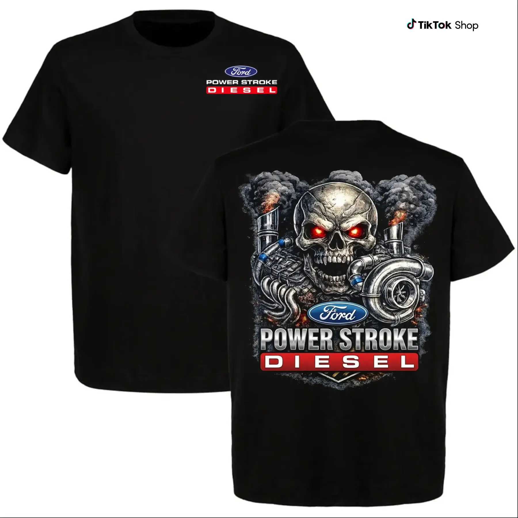 FORD Power Stroke Diesel Skull Graphic T-Shirt, Custom Car Enthusiast Shirt, Unisex for Men for Women, Menswear, 100% Cotton