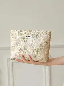 Fashionable Floral Embroidery Makeup Bag, Portable Cosmetic Storage Bag, Travel Toiletry Bag, Commuter Inner Bag, Handheld Cosmetic Pouch