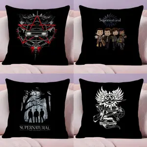 S-Supernatural TV Show Cushion Cover Soft Short Plush Fabric Double-Sided Print Organic Breathable Sofa Pillow Case, Home Machine Washable in Perfect for Home Decor Warm Winter Home Child Gift