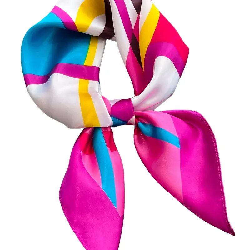 Women's Elegant Colorful Striped Print Square Summer Scarf, Soft Comfortable Breathable Shawl for Daily Wear, Fashion Accessories for Women & Girls, Casual Soft Scarf