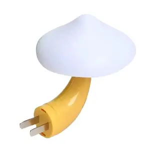 LED Night Light Mushroom Wall Socket Lamp EU US Plug Warm White Light-control Sensor Bedroom Light Home Decoration