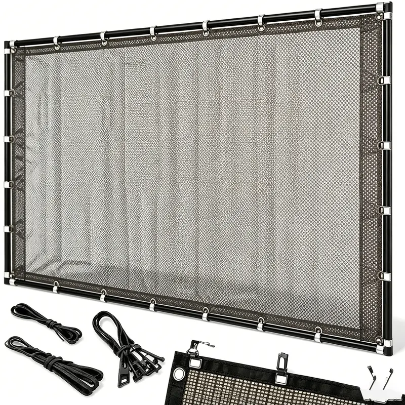 10 x 13ft Rectangular Sturdy Mesh Shade Sail, Black 93% Light Block Shade Net, UV Protection, Outdoor-Ready, Reinforced Rivets, Adjustable Canopies for Garden, Camping