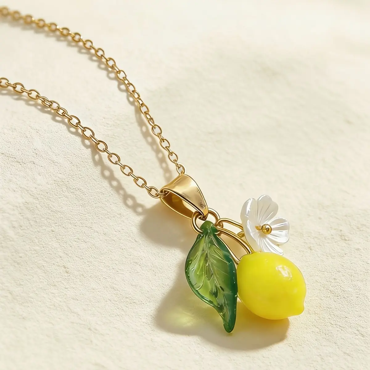 Lemon Fruit Necklace - 1-Piece Fashion Costume Jewelry, Versatile Daily Wear Accessory for Girlfriend, Valentine's Day Small Gift, One-Piece