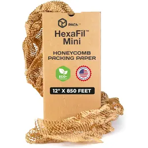 HexaFil Mini - Honeycomb Packing Paper, , Sustainable Filler for Shipping & Moving, Cushioned Packing Material in Dispenser Box, Alternative to Bubble Wrap - , 12" x 850'