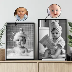 Custom Kids Portrait,Funny Bathroom Art,Kids Room Decor,Personalized Portrait From Photo,Kids Room WallArt Prints,Birthday,Nursery Wall Art