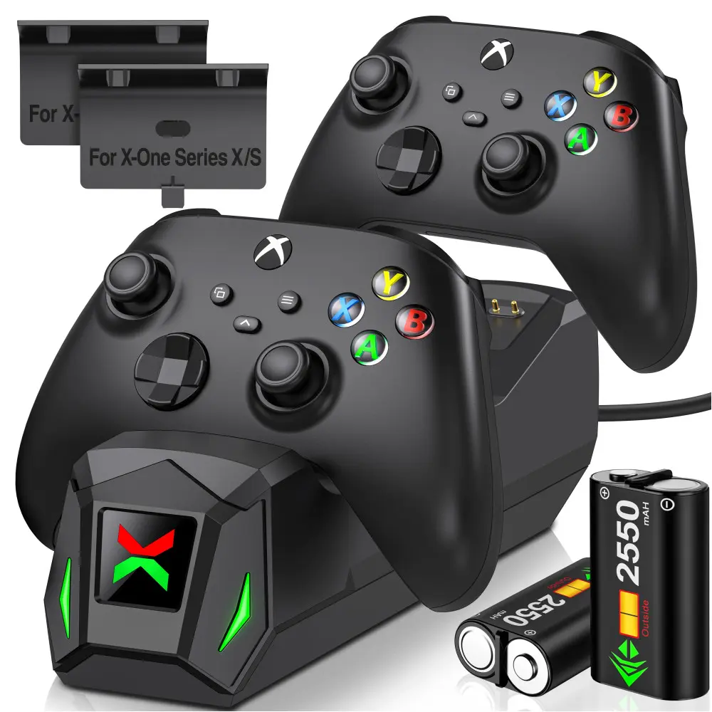 Controller Charger Station with 2x2550mWh Rechargeable Battery Packs ...