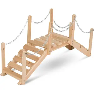 Natural Decorative Cedar Wood Garden Bridge with Side Rails for Outdoor Garden Yard Landscape Decoration