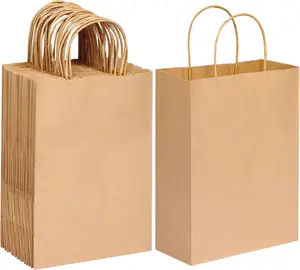 35pcs Gift Bags, Paper Bag with Handles, 7.1x3.6x9.3in, Brown Paper Bags Bulk Medium Size, Shopping Bags, Retail Bags, Kraft Paper Bags