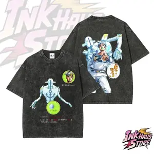 Josuke Higashikata, and his Stand, Soft & Wet.--Short Sleeve Cotton Unisex Retro wash Tee 59R