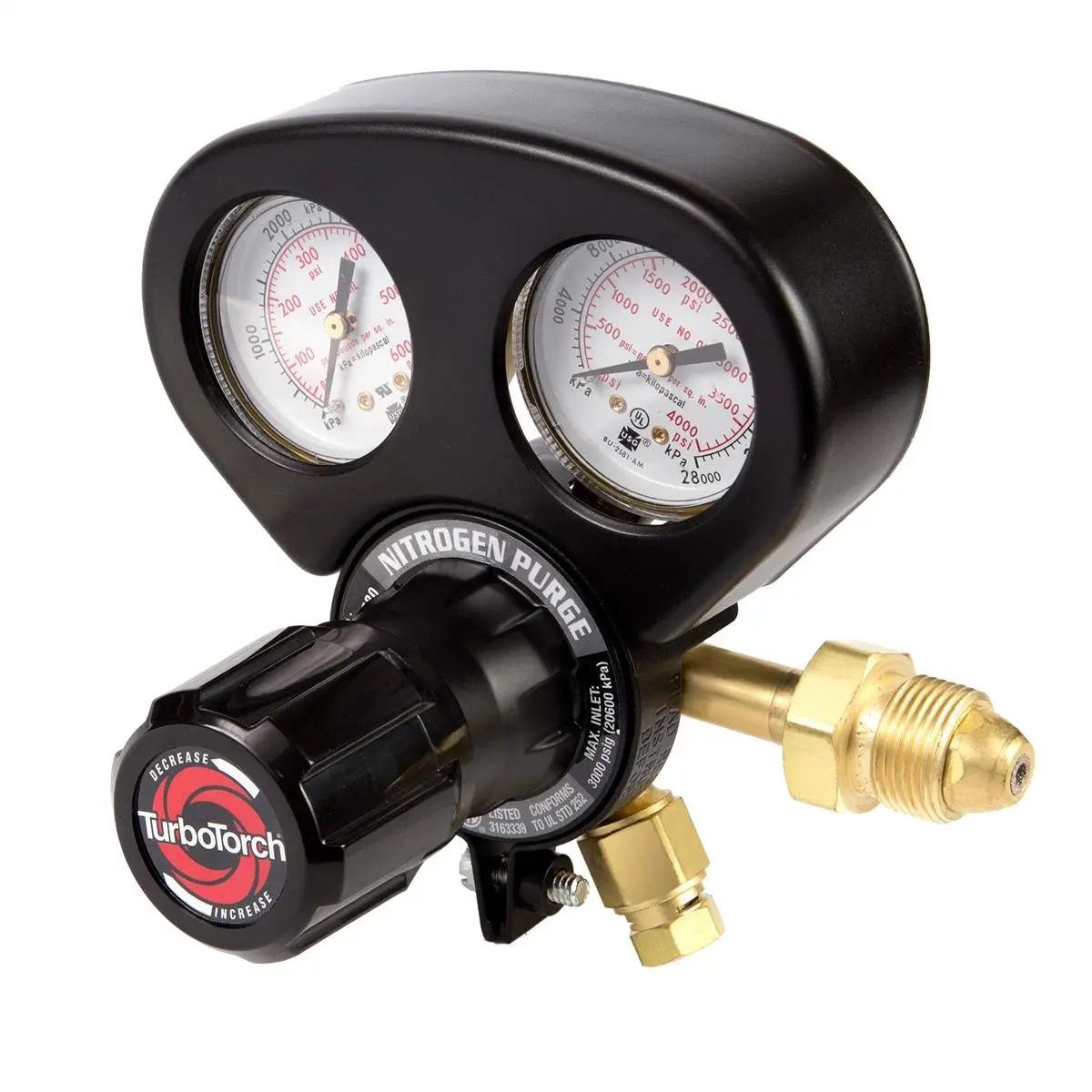 TurboTorch GP250-500-580 Nitrogen Regulator - Industrial Gas Welding Accessories, 500 PSI, ETL Certified, 1/4" Flare Fitting, 3.85 lbs, Model 0386-0875
