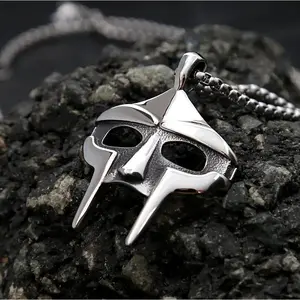 Men's Quality 316L Stainless Steel Doom Spartan Mask Vintage Pendant Necklace