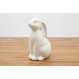 Tall Shiny Porcelain Bunny Figurine 6.75"H