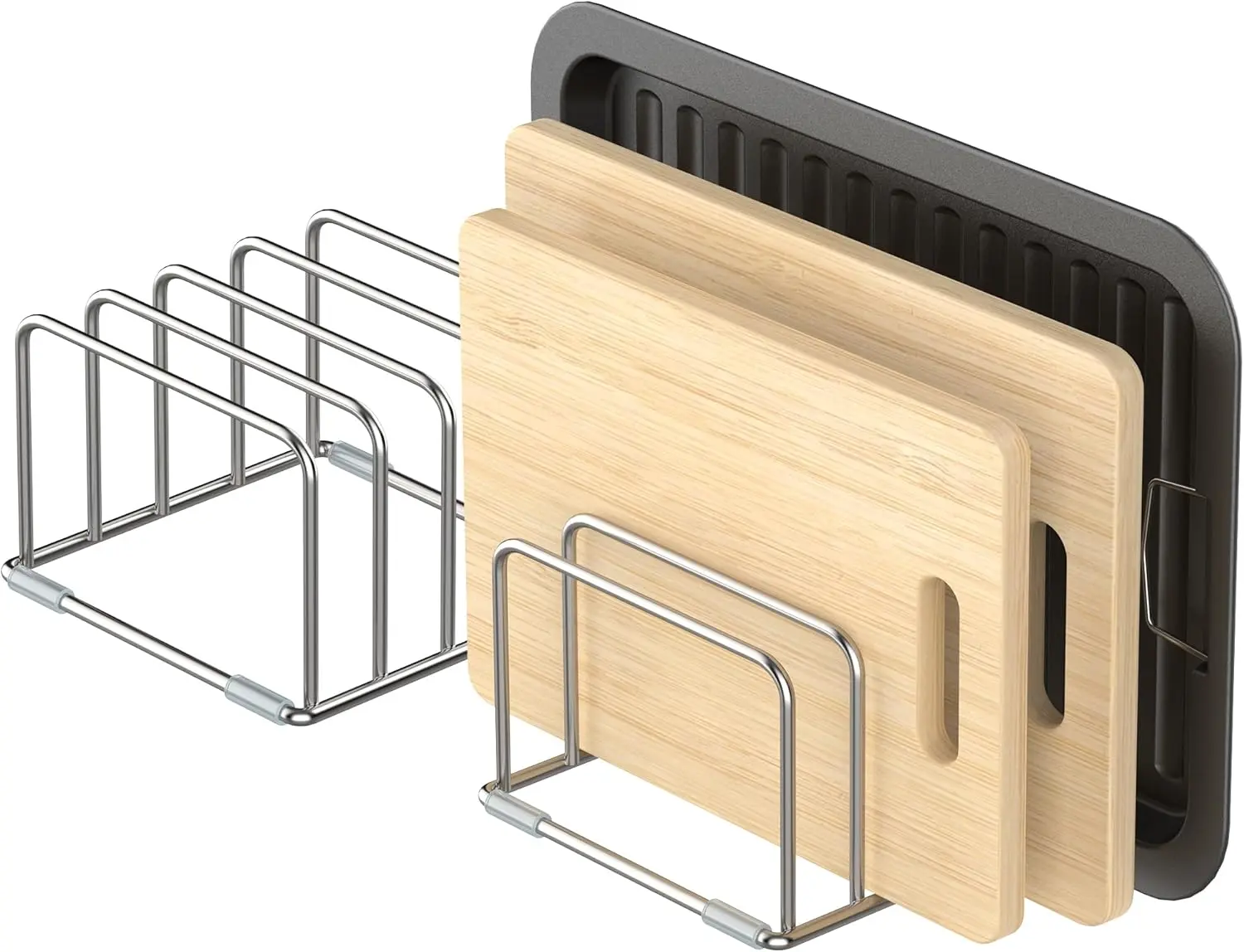 Board Holder Stand, Chopping Board Storage Rack,  Board Organizer, 304 Stainless Steel Chopping Board Holder, Cookie Sheets Organizer 1.0+1.2 Inch Width Slots (2 PCS)