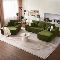 Green Cloud Velvet Right Chaise+Sofa Bed