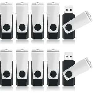 4GB USB Flash Drive 10 Pack, Swivel Memory Stick Thumb Drives with Lanyards, Portable Photo Stick Jump Drives Pendrive Zip Drive USB Key with LED  for Data Storage Office Business Students