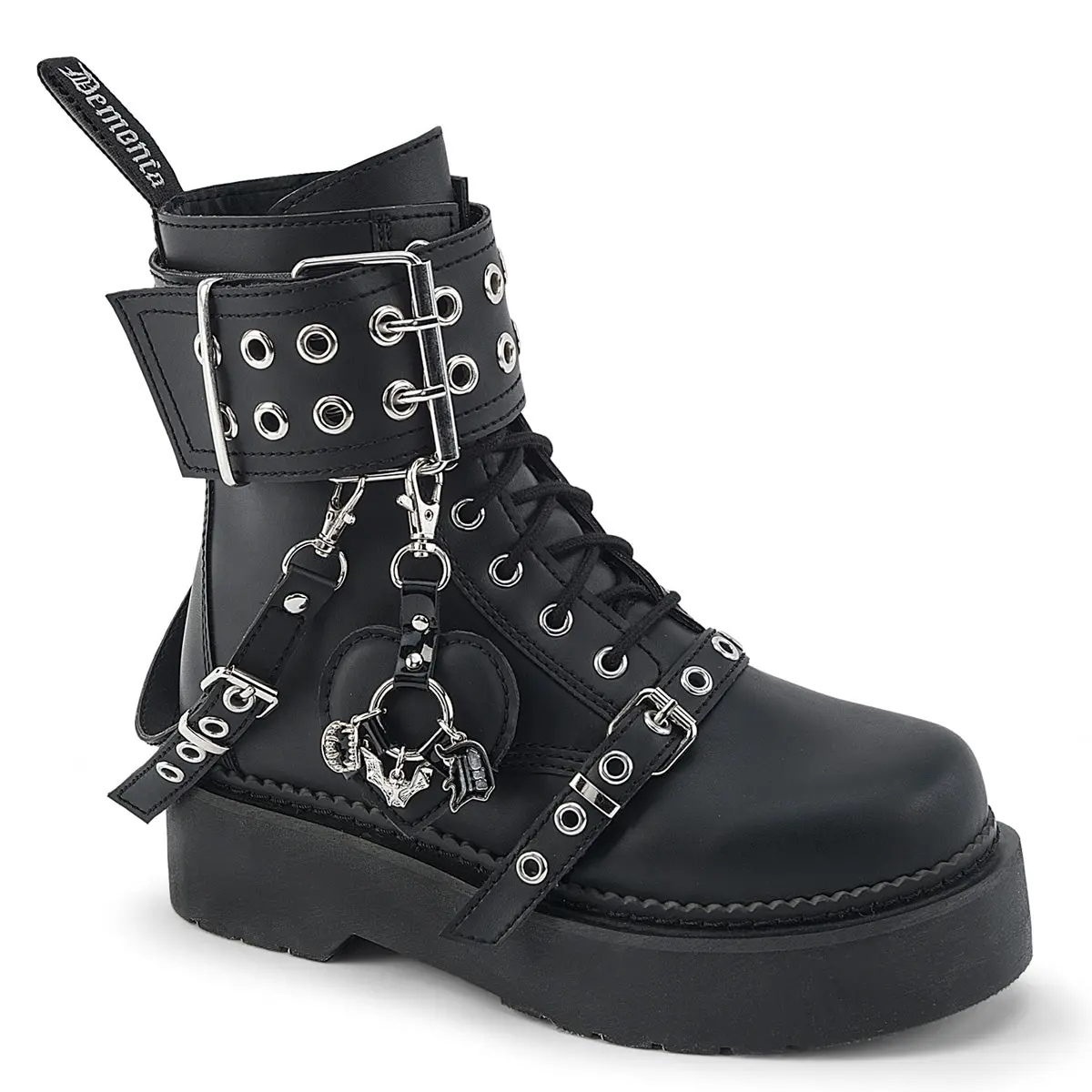 Demonia Rebel-52 Stacked Platform 8-Eyelet Lace-Up Combat Ankle Boot Demonia Rebel-52 Stacked Platform 8-Eyelet Lace-Up Combat Ankle Boot