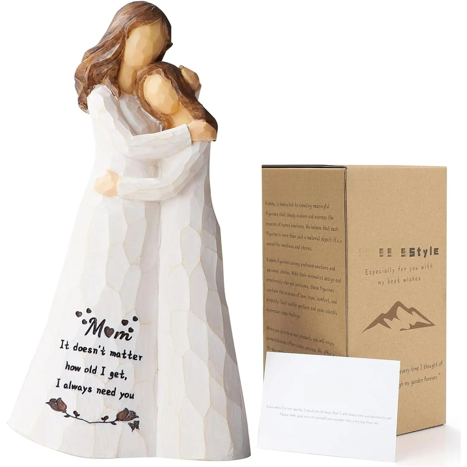 5.5 in Polyresin Mother-Daughter Figurine, Smooth Home Decor Mom Gifts with Emotional Poem for Mom's Birthday, Mother's Day, Hand, Decoration