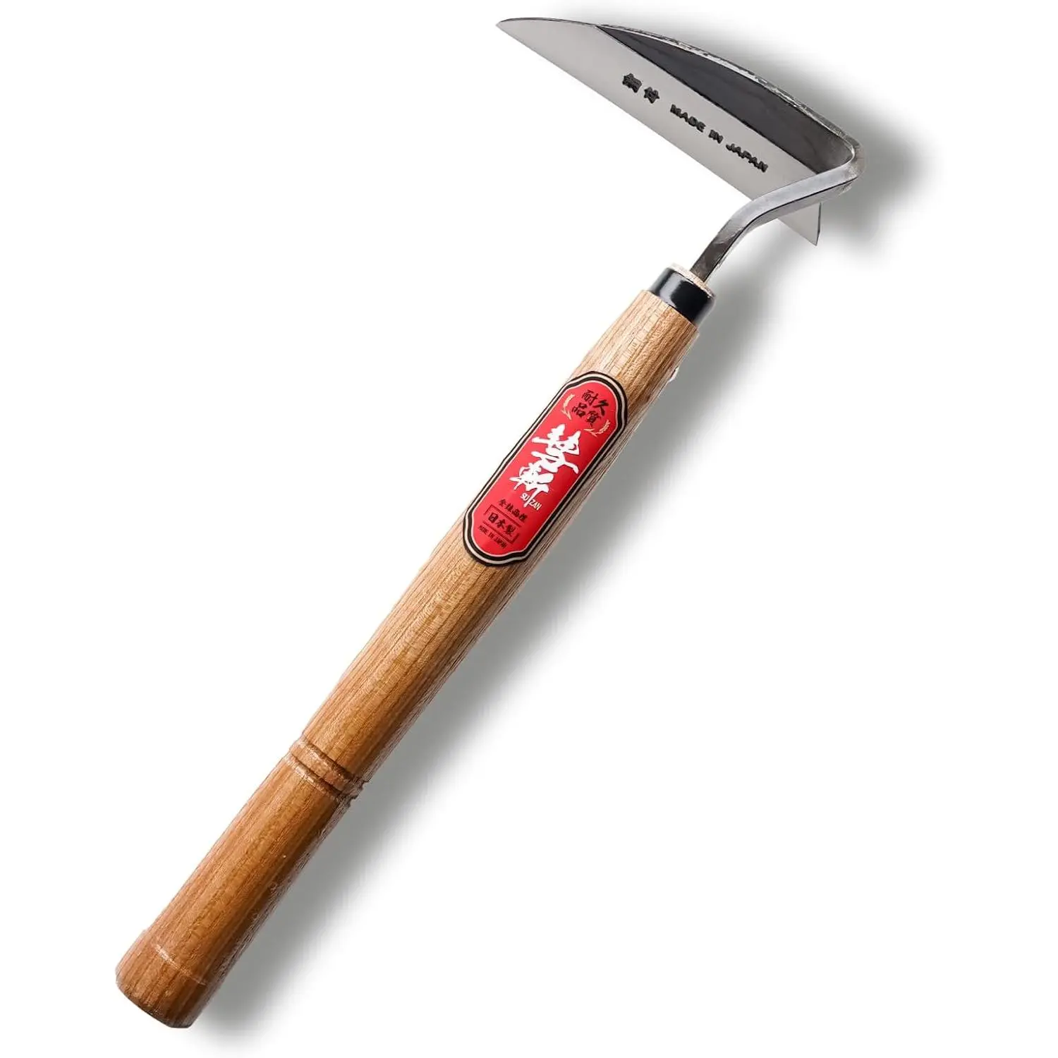 13-inches Authentic Carbon Steel Nejiri Kama Weeding Sickle - 0.44Lb / 200G Japanese Oak Handle, 2-Layer Blade, Compact Lightweight Garden Hoe for Flower Beds (with Authentic Japanese Craftsmanship)