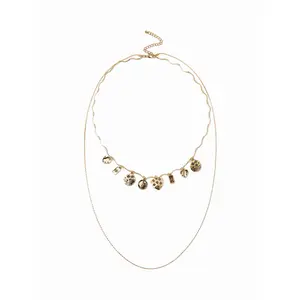 Cider HEART & RHINESTONE LAYERED NECKLACE