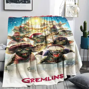 GREMLINS (25) Soft and Comfortable Flannel Blanket with Cartoon Design, Machine Washable Seasonal Throw for Home Living Room Napping Camping, Air Conditioner Blanket, Teen Room Holiday Decoration