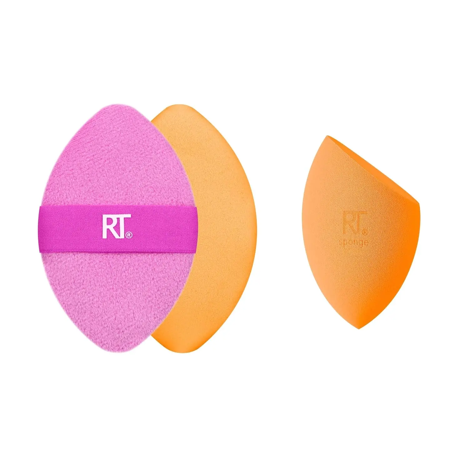 Real Techniques Miracle Complexion Sponge + Miracle 2-In-1 Powder Puff | Foundation sponge for seamless base with a makeup powder puff duo, wet sponge, dry puff, vegan and latex-free