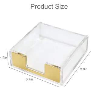 Gold Sticky Notes Holder Clear Acrylic Memo Pad Dispenser Post it Note Holder Desk Supplies Organizer Accessories for Office Home Schools (Gold)