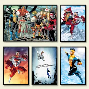 Invincible Hero Canvas Wall Art, Abstract Superhero Portrait Print Poster, Wall Aesthetic Artwork Painting for Game Room, Bedroom, Office or Fan Decor