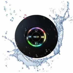 MiniBluetooth Shower Speaker with LEDlight Portable IP54 Waterproof 360 HD Stereo Dual Pairing Bluetooth 5.3 Hands-Free Speakerphone Rechargeable Micro USB Wireless Stereo for Beach Shower Home Gifts for Boyfriend