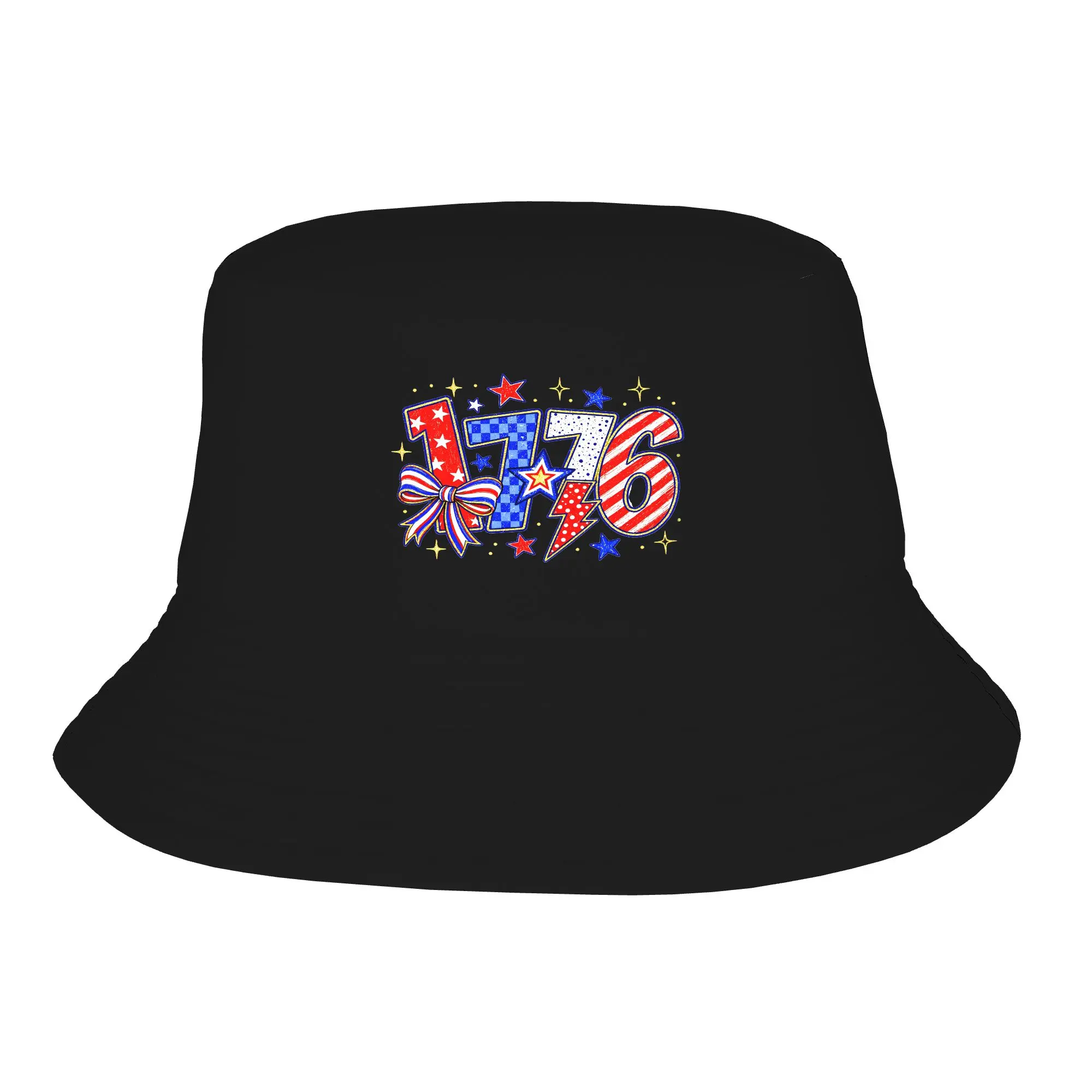 Adult Double-Layer Fisherman's Hat -1776 USA Flag Pattern Bucket Hat（Customizable design available）