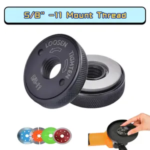 5/8-11 Nuts for Angle Grinder 4.5" and 5" No Wrench Required, Self-Locking Flange Nuts Metal Lock Grinder Knurled Bushing Nuts