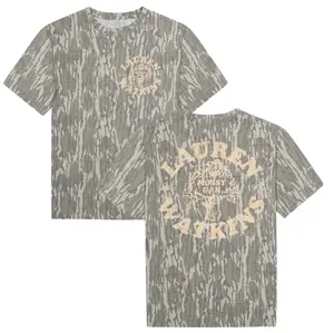 Mossy Oak Lauren Watkins Letter Printing Original Bottomland Short Sleeve Camo Shirt,Original Stretchy T-Shirt for Men Women, 3D Camo Style T-Shirt, Fanmade Design