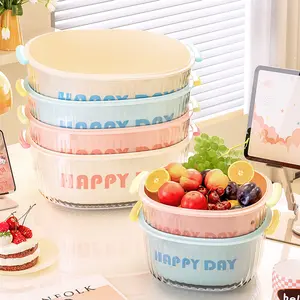 New Double-Layer Vegetable Washing Basin with Drain Basket