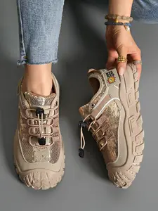 Women's Fashion Casual Shoes Spring New Thick Sole Outdoor Hiking Trekking Shoes Sports Sneakers, Sporty Style, Rubber Sole, All Seasons
