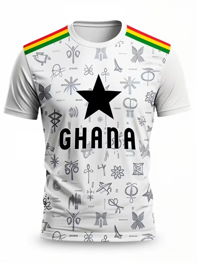 Ghana national team star patterned jersey, authentic Ghana fan equipment, comfortable casual wear, suitable for training and matches, football uniform, jersey shirt, sports uniform World Cup