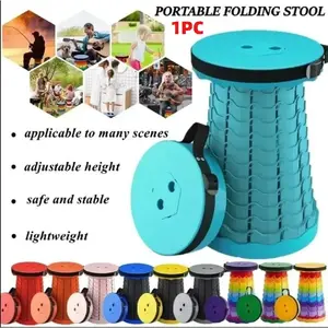 Retractable Folding Stool, Collapsible Telescoping Stool, Portable Outdoor Folding Chair for Travel, Camping, Ultralight Telescopic Bench for Fishing, Beach, Durable Adjustable Height Seat for Adults, Compact Space-Saving Travel Stool for Daily Use