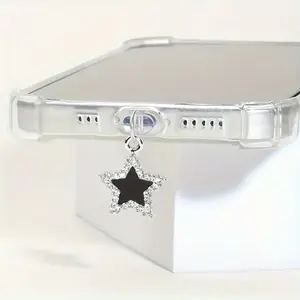 2pcs Minimalist Phone Dust Plug, Sleek Anti-Dust Charging Port Stopper, Clean Girl Aesthetic Tech Accessory, Compatible with iPhone & Type-C, Phone Accessories, Phone Charm, Cell Phone Charm